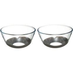 2x stuks beslagkommen/mengkommen glas met antislip - 2,2L - Keukenbenodigdheden - Serveerschalen/saladeschalen