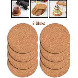 8 Stuks Bamboe Onderzetters - Kurken Onderzetter - Glas - Beker - Houten Onderlegger - Bamboo Coaster Cork