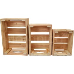 Floranica Lariks houten tuin opbergboxen Natur set van 3 containers in 3 verschillende maten Container voor bloemen planten groenten gereedschap binnen en buiten gebruik home decoratie