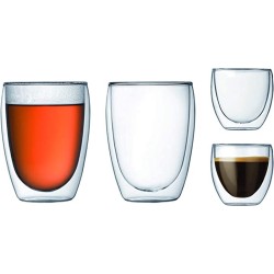 RoyalGoods® Dubbelwandige Glazen – Koffieglazen - Theeglazen – 2 Stuks Van 80ML en 350ML – 4 Stuks Totaal – Espresso Glazen, Cappuccino Glazen - Latte Macchiato Glazen