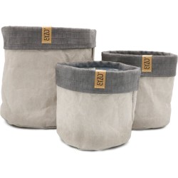 Sizo paper bag grijs met suede rand | opberger | plantenzak | opbergzak | bloempot