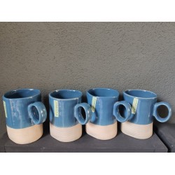 Lavandoux - Latte Macchiato - Cappuccino - Thee - Koffie - XL Mok - Set van 4 - Blauw/Grijs