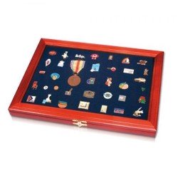 SAFE Elegante houten vitrine geschikt voor pins, medailles en buttons - 380 x 265 x 30 mm