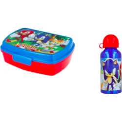 Sonic brooddoos (17 cm - 13 cm - 6 cm) + drinkfles (17 cm hoog - 400 ml)