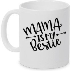 Bedrukte mok met de tekst: Mama is my bestie, Moederdag, cadeau, Mok met tekst, Gesublimeerde mok, Koffie mok, beker