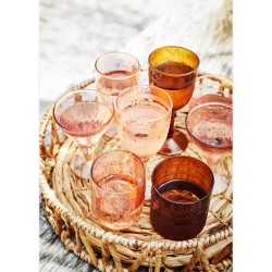 Madam Stoltz Hammered Drinking Glass Peach - Set van 5