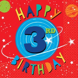 32 Servetten 3 Jaar, Space, Kinderverjaardag.