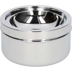 1x Klep/terras asbak zilver 11 cm - Ronde tuin/terras asbak met klep - asbakken