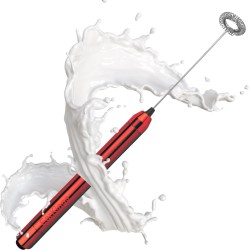 Melkopschuimer voor perfect melkschuim - Melkopschuimer Elektrisch - Melkschuimer van RVS - Melkopschuimer handmatig EarKings Rood
