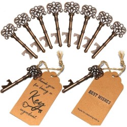 SHUNING 50 Stuks Flesopener Bruiloft Souvenirs Vintage Bier Opener Sleutelhanger met Kartonnen Tag Card Feestartikelen Evenement Feestartikelen (8cm)