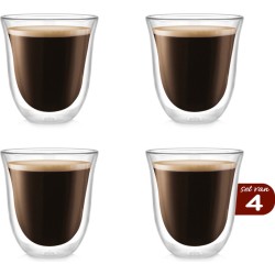 Premium Dubbelwandige Koffieglazen & Theeglazen - 270 ML - Set Van 4 Handgeblazen Drinkglazen - Dubbelwandig koffieglas - Geschikt voor Koffie Thee Latte Macchiato Cappuccino