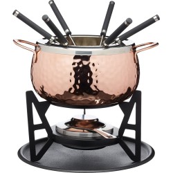 Artesa Fondue-set met gehamerde koperen afwerking in geschenkdoos, roestvrij staal, 6 personen