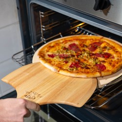 Mama Mia - Pizzasteen - Met Houder en Pizzaschep - Cordieriet