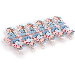 Houten mini knijpertjes 12x piraat - meisje en jongen marine