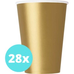 Bekers Karton Goud - 28 stuks - Kartonnen Bekers 250ml - Wegwerp bekers - Bekers Karton Verjaardag Kinderen - Kinder Feestje Kind - Limonadebekers - Koffie / Siroop - Bekers Papier - 28 Stuks van 250 ml Goud