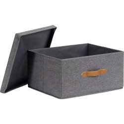 Love it Store it Premium opbergdoos met deksel, gemaakt van hoogwaardige stof, extra groot en stabiel, grijs, 43 x 33 x 21 cm