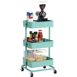 IN.HOMEXL - Dennis - Keukentrolley - Keukentrolley op wieltjes - Multifunctionelle trolley - Keukentrolley met lades – Rolkast – Serveerwagen – Muntgroen - 43 x 35 x 73.5 cm