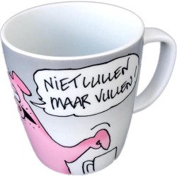 Toon van Driel grote mok voor koffie of thee | Niet lullen maar vullen | kantoorhumor | 325 ml