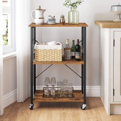 IN.HOMEXL Durbin - Keukentrolley - Keukentrolley op wieltjes - Multifunctionelle trolley - Keukentrolley met lades – Rolkast – Serveerwagen – Bruin 60 x 40 x 89cm