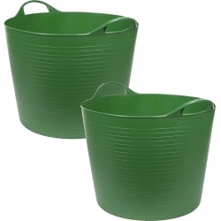 4x stuks flexibele kuip emmer/wasmand rond groen 45 liter - Opbergmanden - 37 x 45 cm