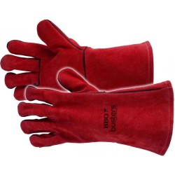 Busters Leren BBQ handschoenen - Hittebestendig - maat 10 - tot 100 C° - 35 cm - Rood