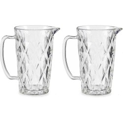 2x stuks glazen schenkkan/karaf 1liter 20 x 12 cm Diamant-style - Sapkan/waterkan en waterglazen