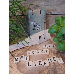 Keukenschort-Schort-Sloof-Houten Spatel-Niet mokken,lekker wokken-Kookcadeau-Keukengerei-Moederdag-Vaderdag-Kerst-Sinterklaas-Verjaardag-Collega-Werknemer-Relatiegeschenk-Bedankt-Levensgenieter-Mama-Papa-Opa-Oma-Vriend-Vriendin-Zus-Kok-Thuiskok