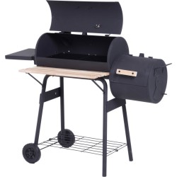 Outsunny Grill grillwagen houtskoolgrill staande grill multifunctionele rookoven met schoorsteen 846-036