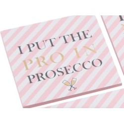 "CGB GIFTWARE POP, FIZZ, CLINK Pink & Gold Prosecco single Coaster 10 x 10cm Rubber stoppers on the back 4 great designs - pink stripes with gold writing Great gift for a prosecco lover I put the PRO in Prosecco "