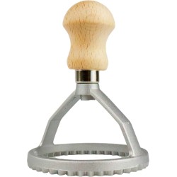 Ravioli snijder/stempel - Rond - 8 cm - Aluminium - handvat van hout - Gemaakt in Italië