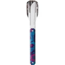 Akinod Campingbestek Bloemen Rvs Zilver/paars/blauw 3-delig