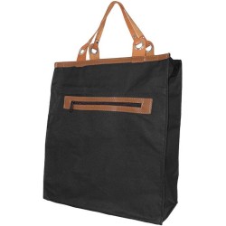 New-Rebels® sterke Eco Boodschappentas met lederen handvatten - 30 Liter - Zwart