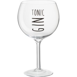 J-line Drinkglas Gintonic Transparant/Zwart Set van 6