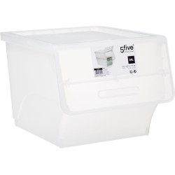 Five®  Stapelbare opbergbox deksel voorzijde  - Transparant - Stapelbaar - Large - 34 liter