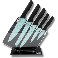 Keukenmessenset JADE Knife Series, 5 Stuks, 1 Acryl Messenhouder, Roestvrijstalen Keukenmes, Superscherp, Ergonomisch Ontwerp, Exclusief