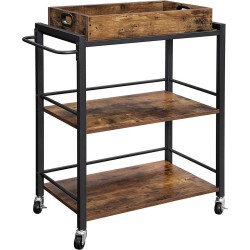 Homeza® Keukentrolley met Vintage Bruin Dienblad - Serveerwagen - Keukenrek - Vintage