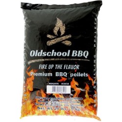 OldschoolBBQ Premium Barbecue pellets Mesquite / Acacia 9 kg BBQpellets - houtpellets - grillpellets geschikt voor pizza oven, pellet bbq, grill en smoker