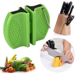 Ergonomische Tweezijdige Messenslijper met antislip [COMPACT, GROEN]