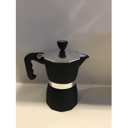 Doffee Moka Express percolator koffiemaker 3 kops zwart met koffiebonenmaler