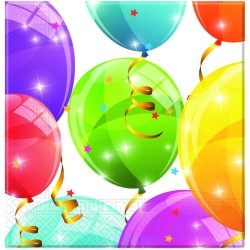 Servetten - Sparkling - Ballonnen - 33x33cm - 20st. - Papier