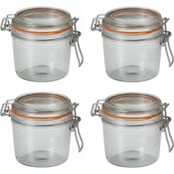 12x stuks weckpot/inmaakpot met klepdeksel en beugelsluiting 350 ml - Inmaakpotten - Weckpotten - D 8,5 cm