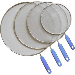 Faireal Spatbescherming, spatbescherming, spatbescherming, braadpan, oliebestendig deksel, spatbescherming, vetbescherming, Ø 20-33 cm, 4-delige set, roestvrij staal, vaatwasmachinebestendig