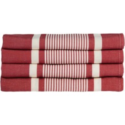 kleurmeester.nl | Servetten set Yvonne - Katoen-linnen | 40 cm x 40 cm | Rood / Wit Gestreept | Kerst tafellinnen