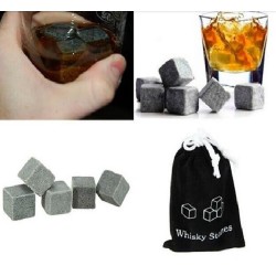9 Stuks Whisky Stenen inclusief Opberghoes - Herbruikbare ijsblokjes - Natuursteen - Koelsteen- Whiskey Stones - Ice Cubes - Cool Stones