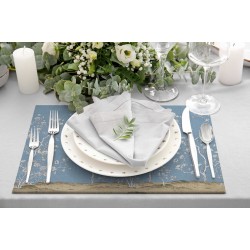 Zijou Placemats Blauw Bloemen linnen set van 4 - 35x50 cm