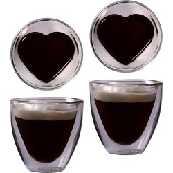 Celissimo van Feelino, 2 x 80 ml, dubbelwandige hartvorm, espresso- en borrelglas, edele thermoglazen met zweefeffect, voor Moederdag, Valentijnsdag