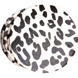 Onderzetters koeienhuid - anti slip - 6 stuks - wit/zwart - cheeta - Lindian style