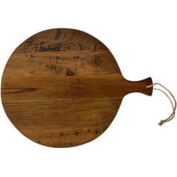 Tapasplank  - houten broodplank  - 43 cm rond - stoer touw