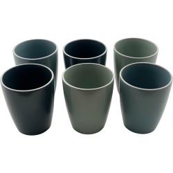 Grote koffiekopjes - Set van 6 - 340 ML - drie unieke kleuren - mat groen/blauw - koffiemok - cappuccino mok