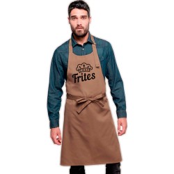 Keukenschort Chef Frites - Heren Dames - Horecakwaliteit - One size - Verstelbaar - Wasbaar - Cadeau BBQ Feest - Beige